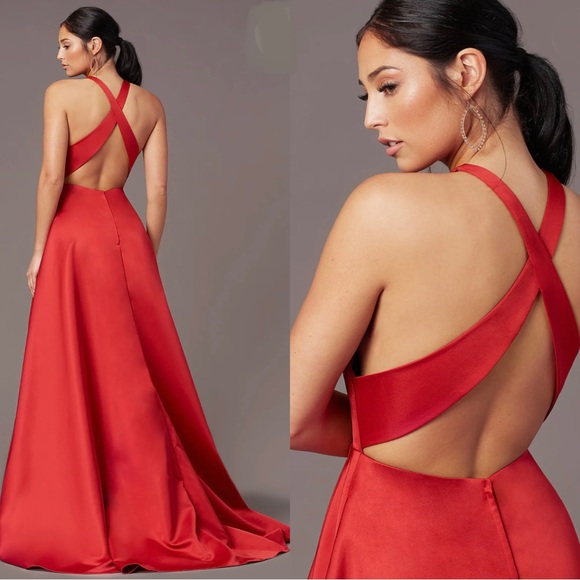 PromGirl | high-low satin prom/evening/bridesmaid/military ball gown/dress - Picture 3 of 3